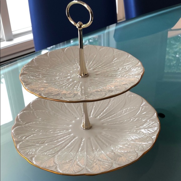 LENOX CHINA TWO TIERED GREENFIELD TERRACE SERVER - Picture 6 of 14